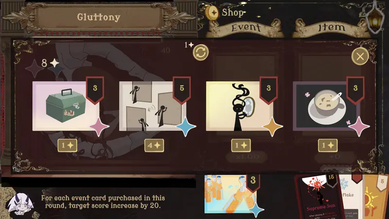 Choosing Cards at the Shop